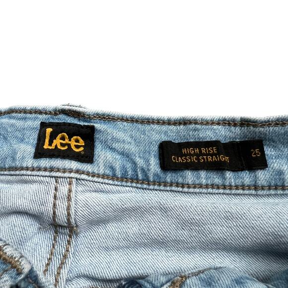 LEE Womens High Rise Classic Straight Fit Light Wash‎ Blue Denim Jeans Size 25 - Picture 6 of 11